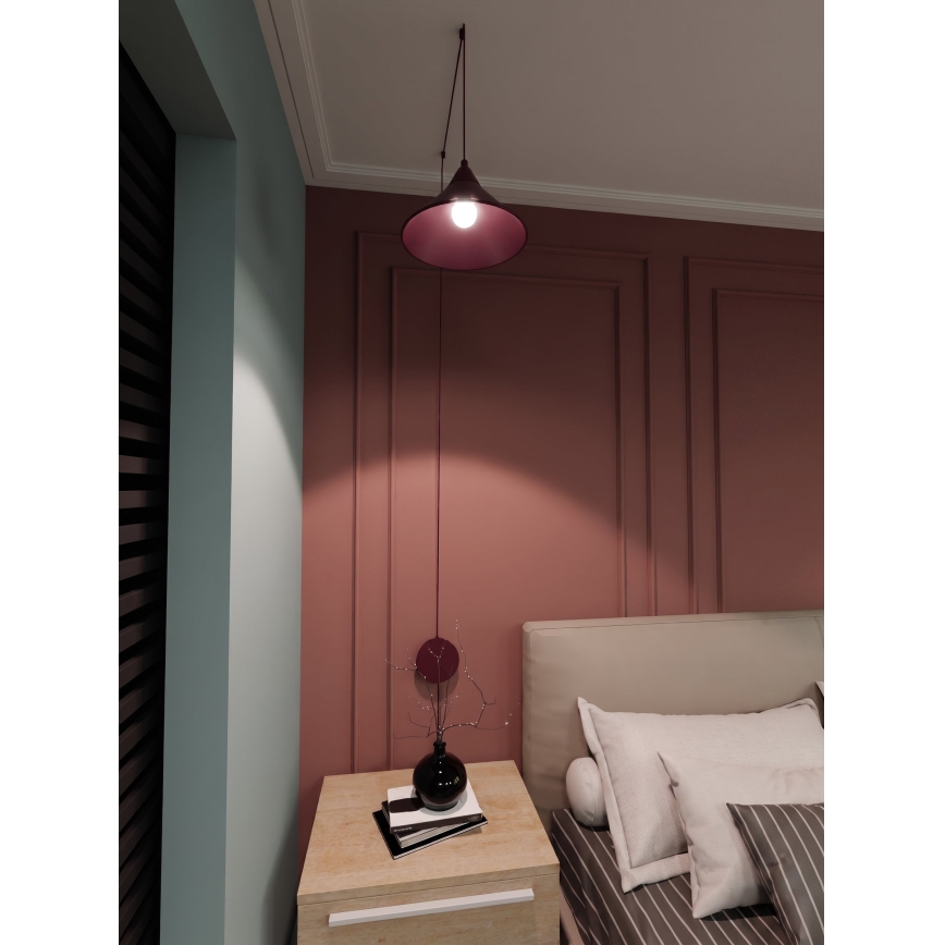 Lustr na lanku ABRAMO 1xE27/15W/230V červená