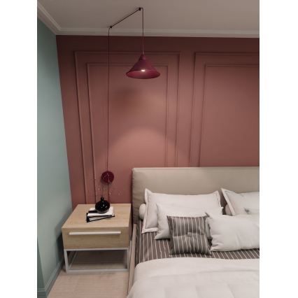 Lustr na lanku ABRAMO 1xE27/15W/230V červená