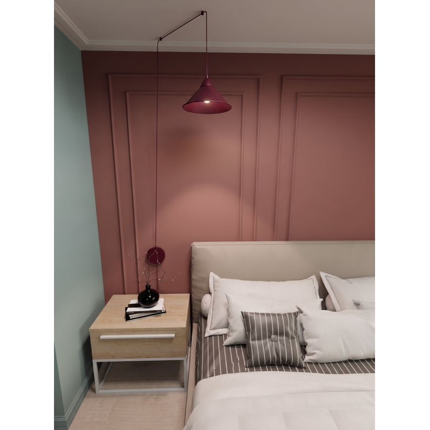 Lustr na lanku ABRAMO 1xE27/15W/230V červená