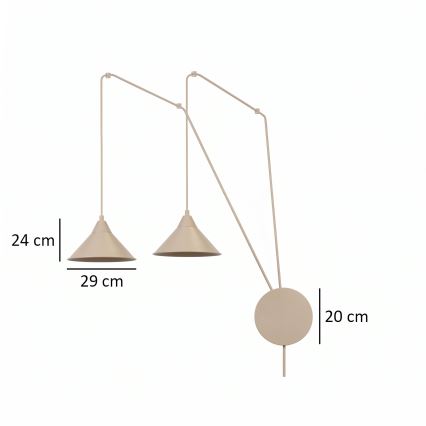 Lustr na lanku ABRAMO 2xE27/15W/230V béžová