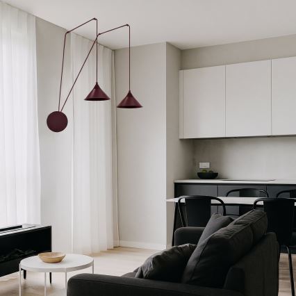 Lustr na lanku ABRAMO 2xE27/15W/230V červená