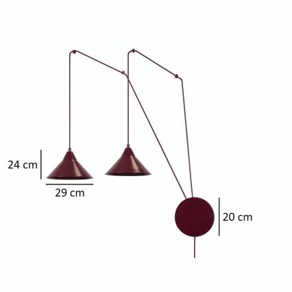 Lustr na lanku ABRAMO 2xE27/15W/230V červená