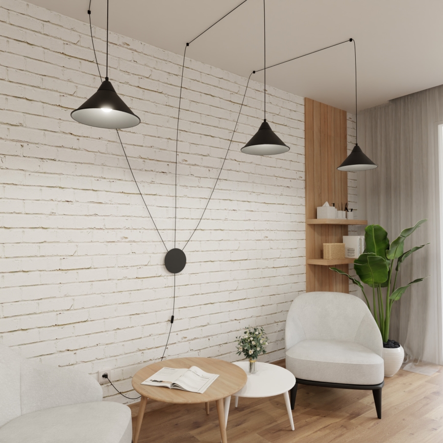 Lustr na lanku ABRAMO 3xE27/15W/230V černá