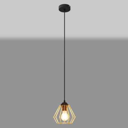 Lustr na lanku AGAT 1xE27/15W/230V zlatá/černá