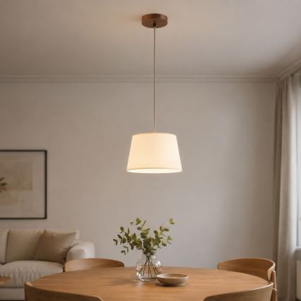 Lustr na lanku AIDA 1xE27/15W/230V pr. 25 cm dub/krémová