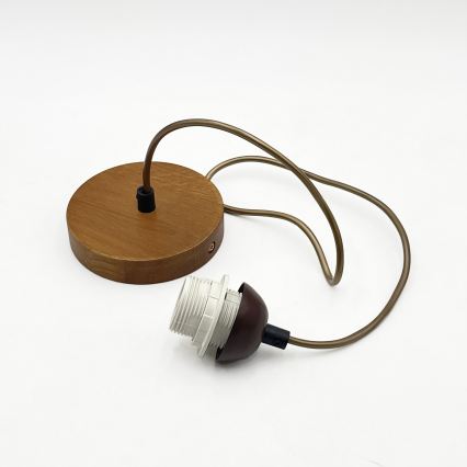 Lustr na lanku AIDA 1xE27/15W/230V pr. 25 cm dub/krémová