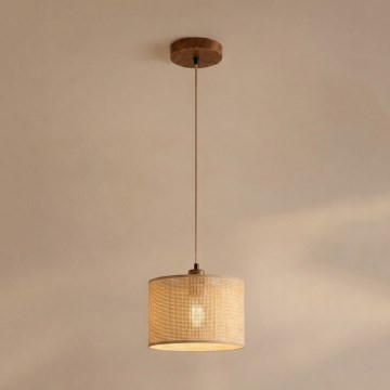 Lustr na lanku AIDA 1xE27/15W/230V pr. 25 cm dub/rafie