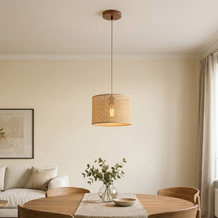 Lustr na lanku AIDA 1xE27/15W/230V pr. 25 cm dub/rafie