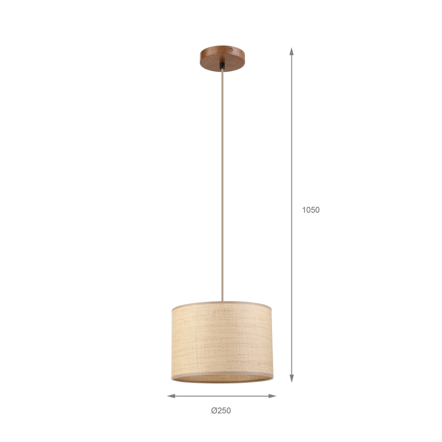 Lustr na lanku AIDA 1xE27/15W/230V pr. 25 cm dub/rafie