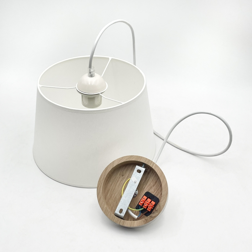 Lustr na lanku AIDA 1xE27/60W/230V pr. 25 cm dub/bílá