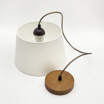 Lustr na lanku AIDA 1xE27/60W/230V pr. 25 cm dub/hnědá/bílá