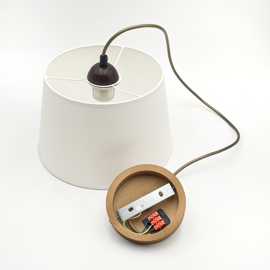 Lustr na lanku AIDA 1xE27/60W/230V pr. 25 cm dub/hnědá/bílá