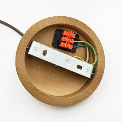 Lustr na lanku AIDA 1xE27/60W/230V pr. 25 cm dub/hnědá/bílá