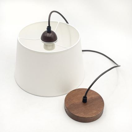 Lustr na lanku AIDA 1xE27/60W/230V pr. 25 cm dub/ořech/bílá