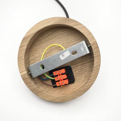 Lustr na lanku AIDA 1xE27/60W/230V pr. 25 cm dub/ořech/bílá