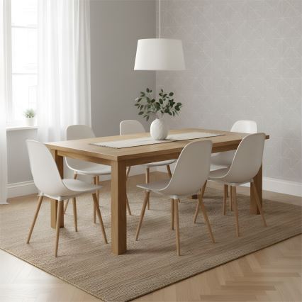 Lustr na lanku AIDA 1xE27/60W/230V pr. 35 cm dub/bílá