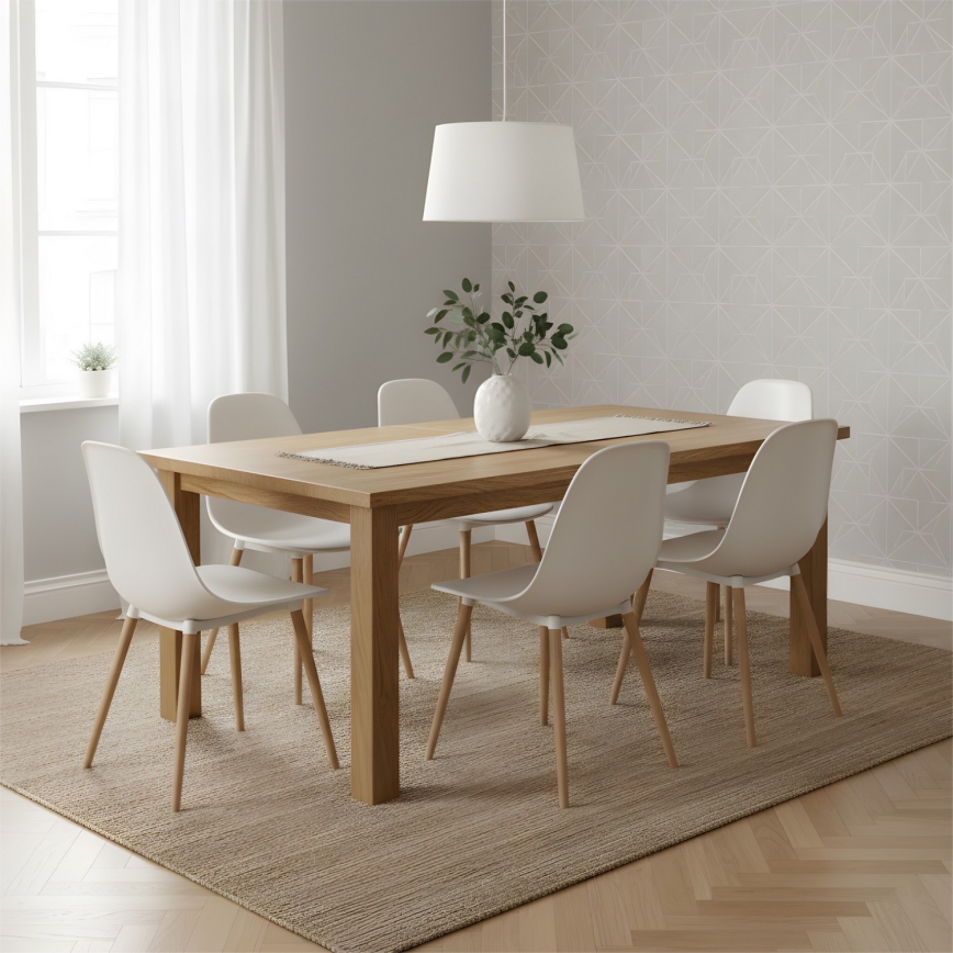 Lustr na lanku AIDA 1xE27/60W/230V pr. 35 cm dub/bílá