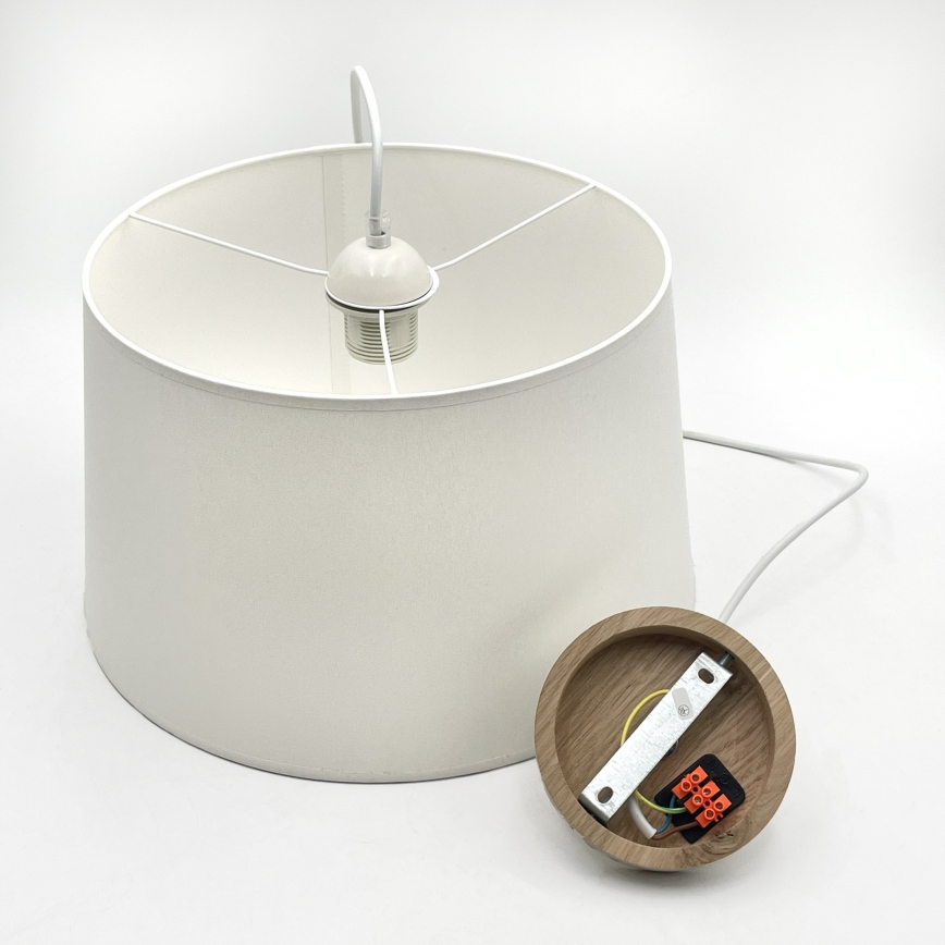 Lustr na lanku AIDA 1xE27/60W/230V pr. 35 cm dub/bílá