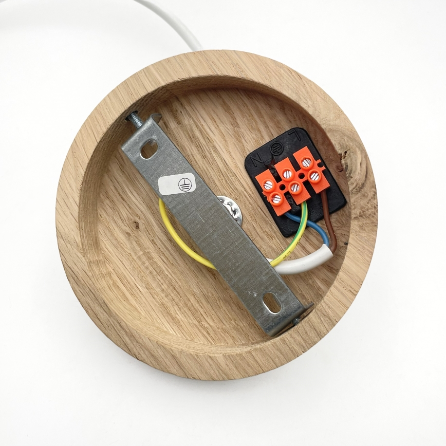 Lustr na lanku AIDA 1xE27/60W/230V pr. 35 cm dub/bílá