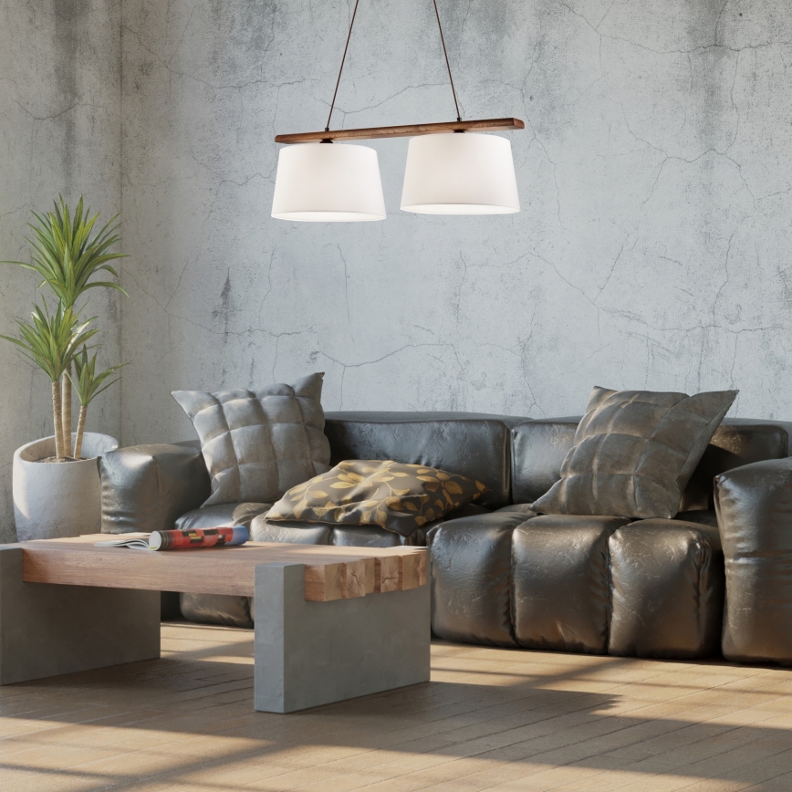 Lustr na lanku AIDA 2xE27/60W/230V pr. 35 cm dub/ořech