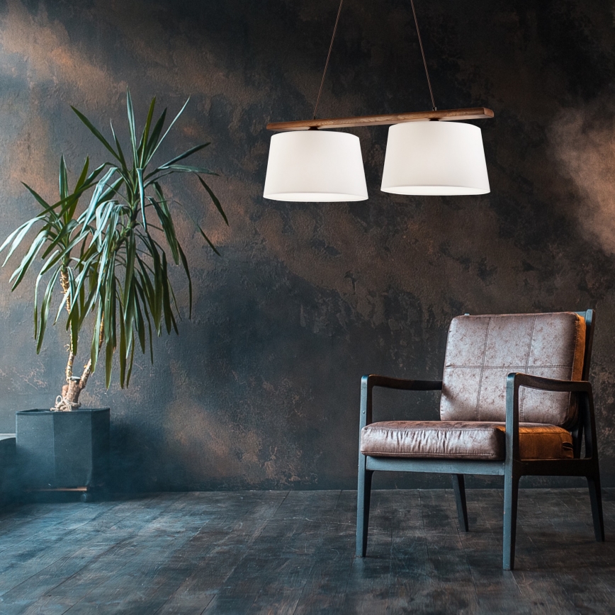 Lustr na lanku AIDA 2xE27/60W/230V pr. 35 cm dub/ořech