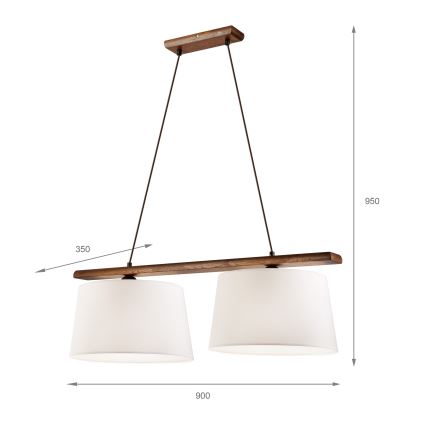 Lustr na lanku AIDA 2xE27/60W/230V pr. 35 cm dub/ořech