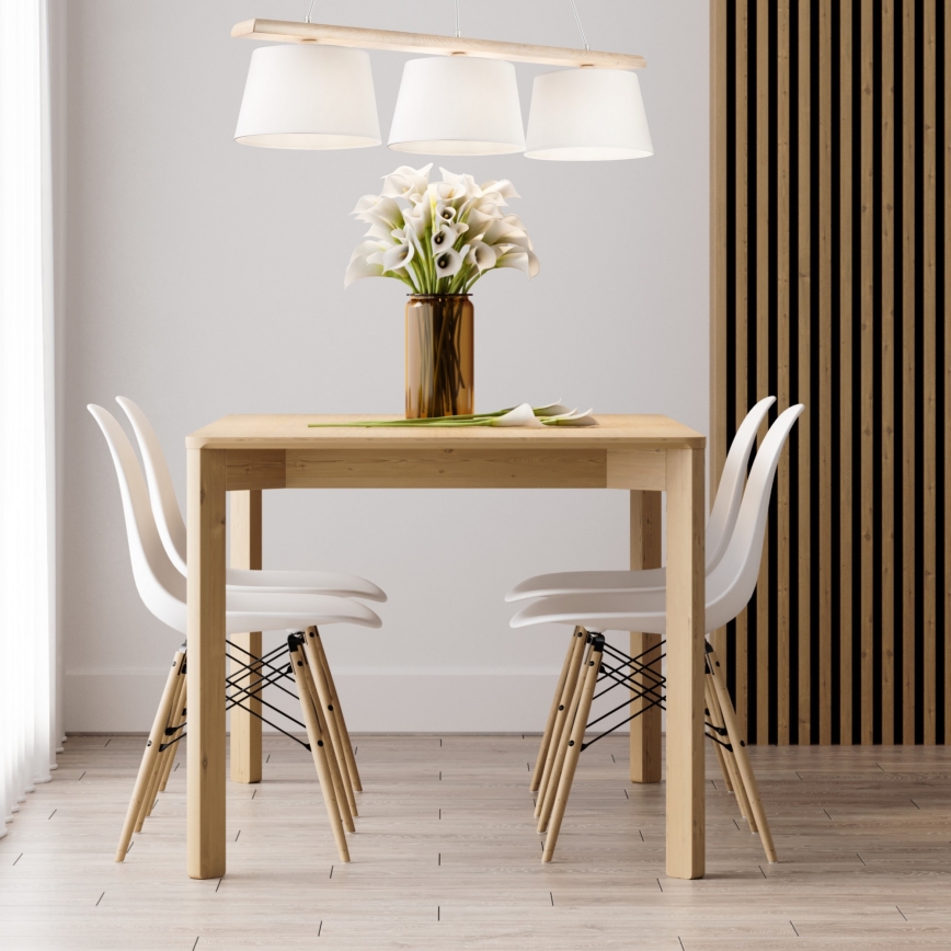 Lustr na lanku AIDA 3xE27/60W/230V pr. 25 cm dub/bílá