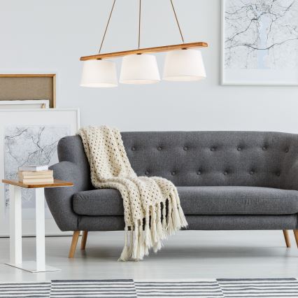 Lustr na lanku AIDA 3xE27/60W/230V pr. 25 cm dub