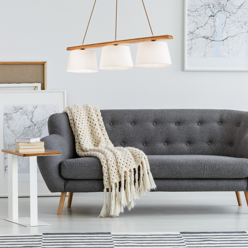 Lustr na lanku AIDA 3xE27/60W/230V pr. 25 cm dub