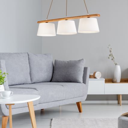 Lustr na lanku AIDA 3xE27/60W/230V pr. 25 cm dub