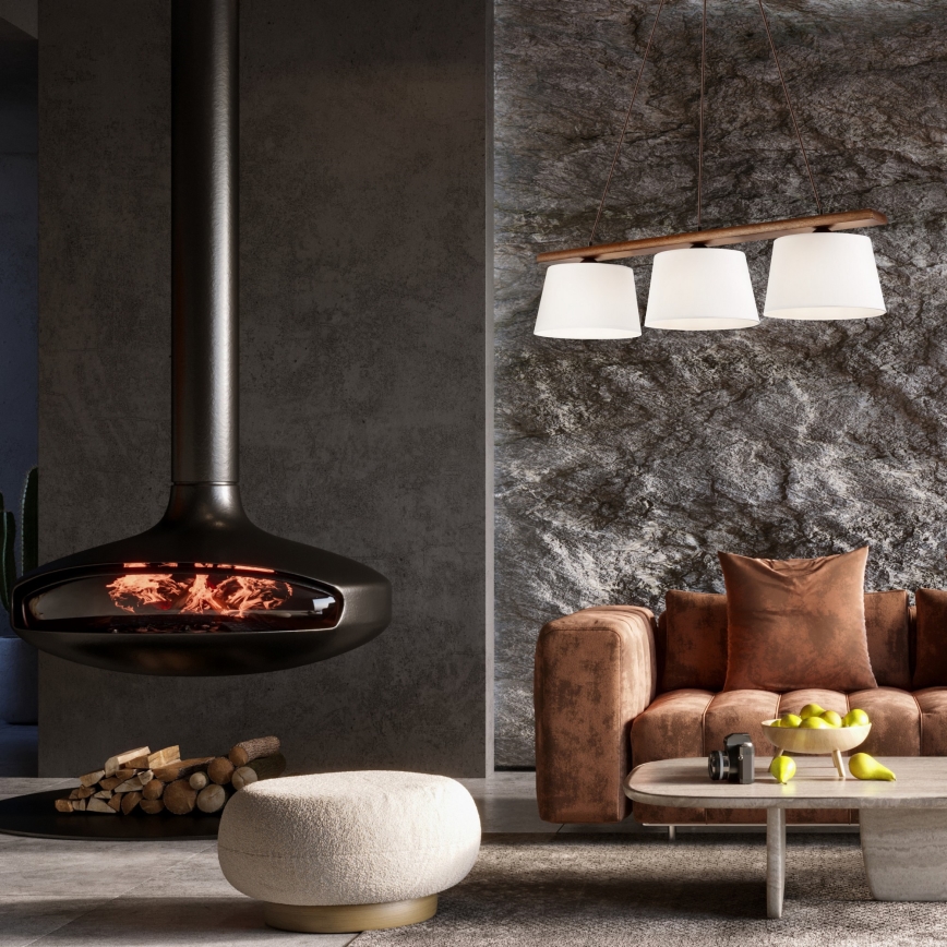 Lustr na lanku AIDA 3xE27/60W/230V pr. 25 cm dub/ořech