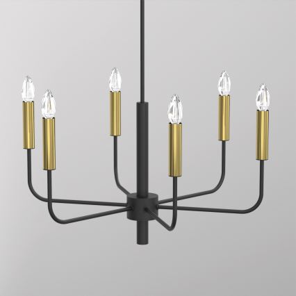 Lustr na lanku AKASYA 6xE14/15W/230V černá/zlatá