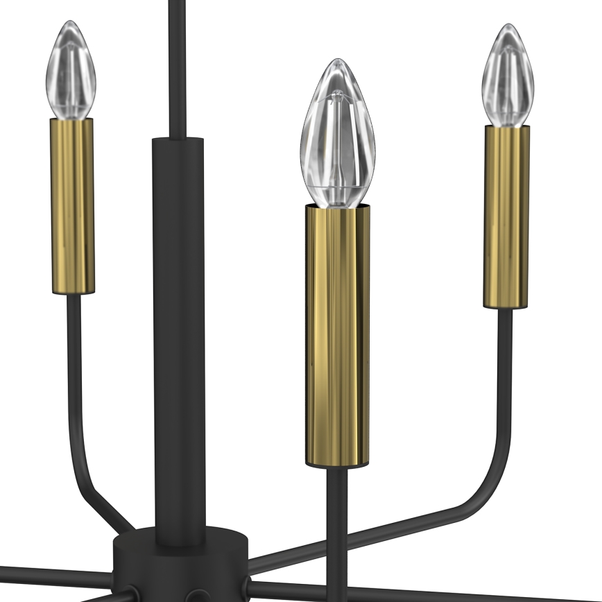 Lustr na lanku AKASYA 6xE14/15W/230V černá/zlatá