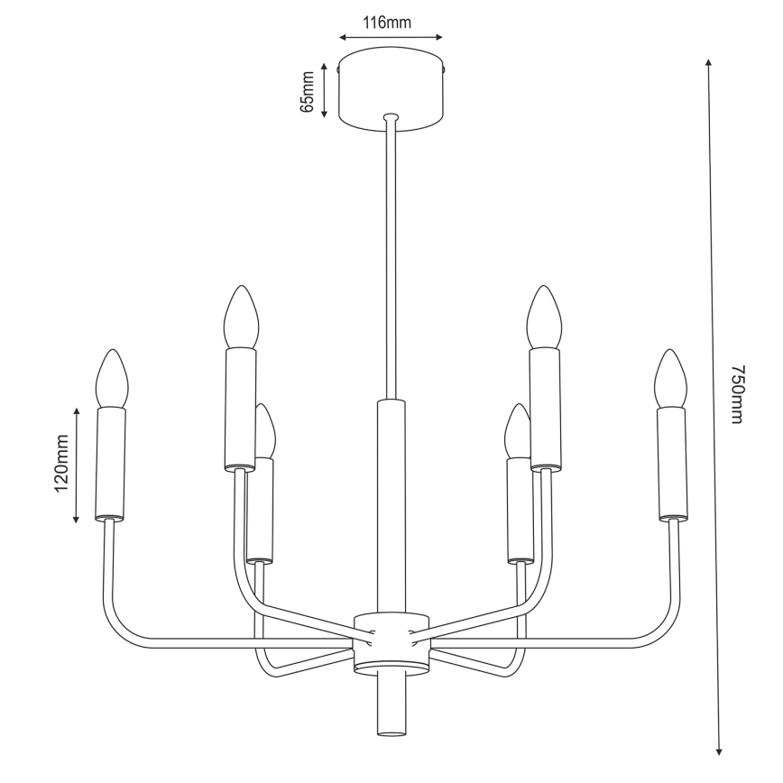 Lustr na lanku AKASYA 6xE14/15W/230V černá/zlatá