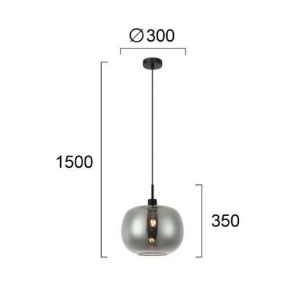 Lustr na lanku ALAN 1xE27/40W/230V kouřová černá