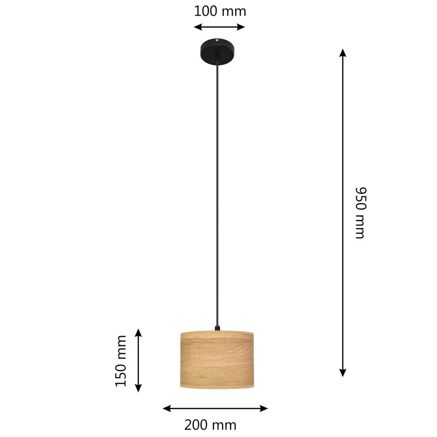 Lustr na lanku ALBA 1xE27/15W/230V pr. 20 cm hnědá/černá