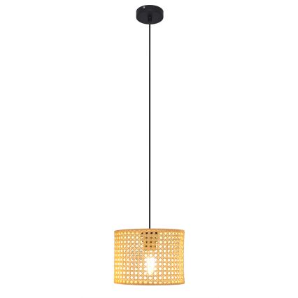 Lustr na lanku ALBA 1xE27/15W/230V pr. 20 cm ratan/černá