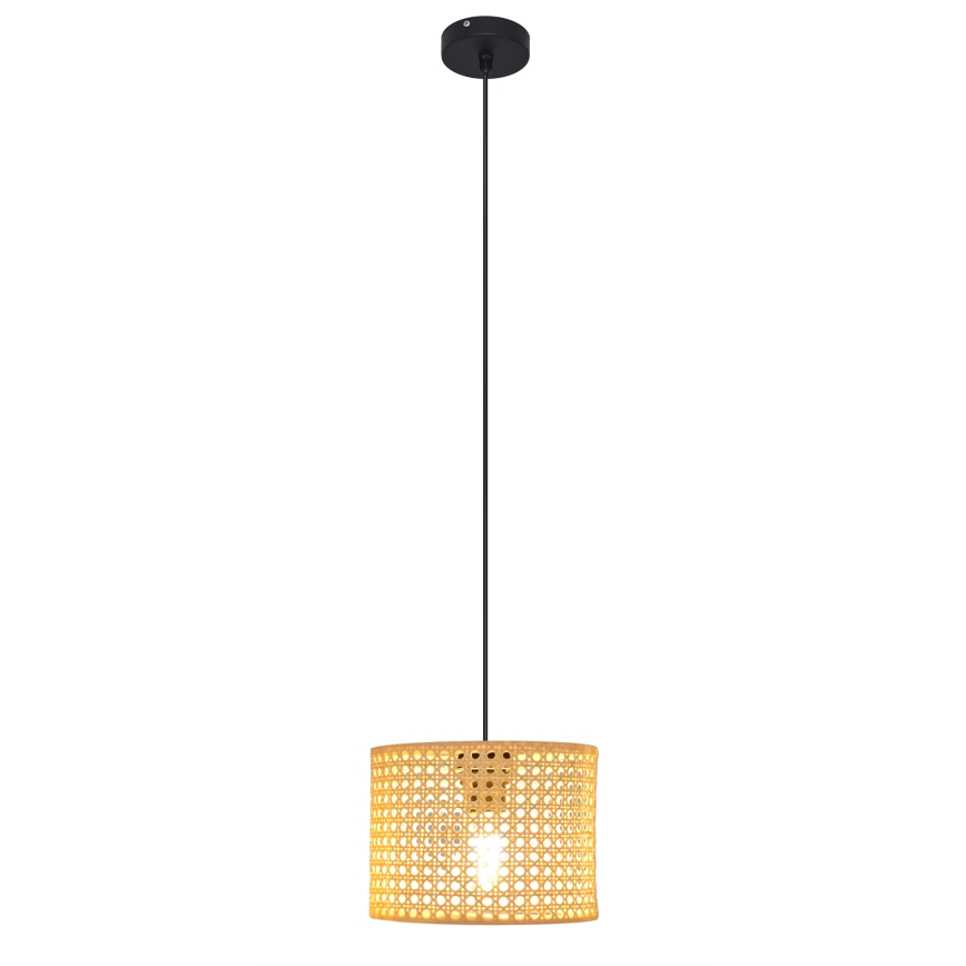 Lustr na lanku ALBA 1xE27/15W/230V pr. 20 cm ratan/černá