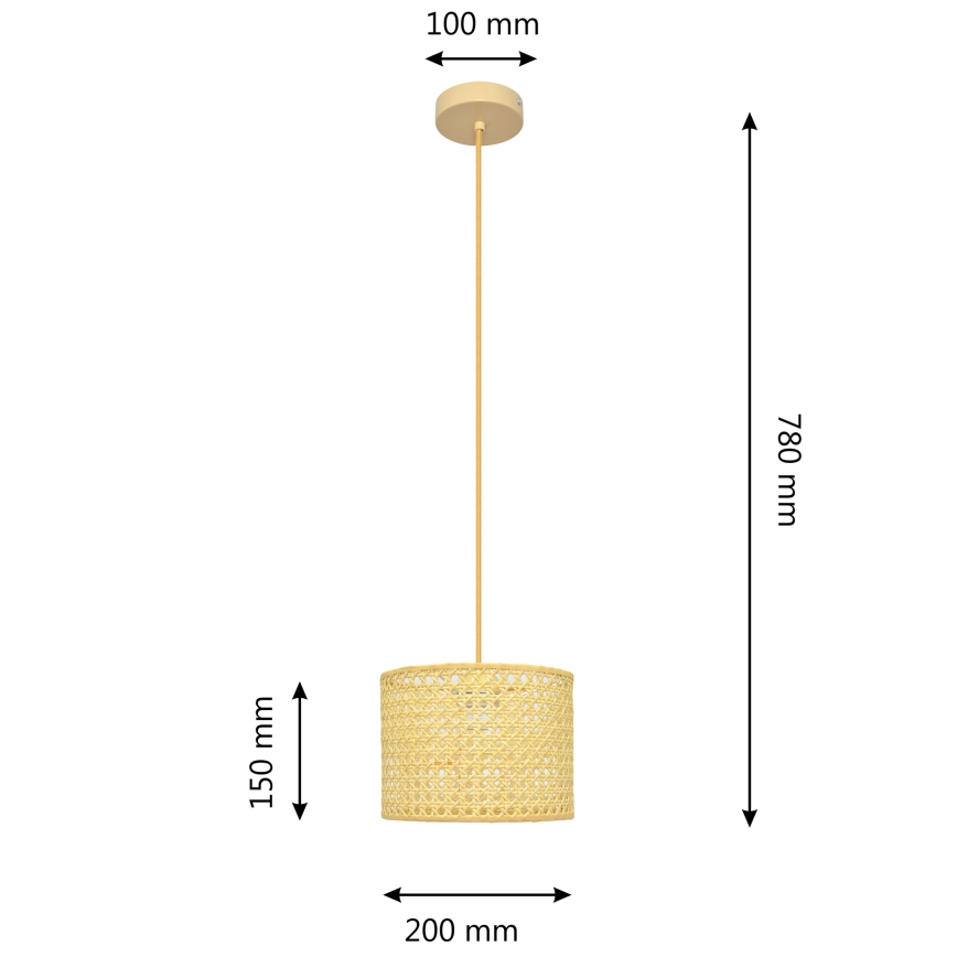 Lustr na lanku ALBA 1xE27/15W/230V pr. 20 cm ratan
