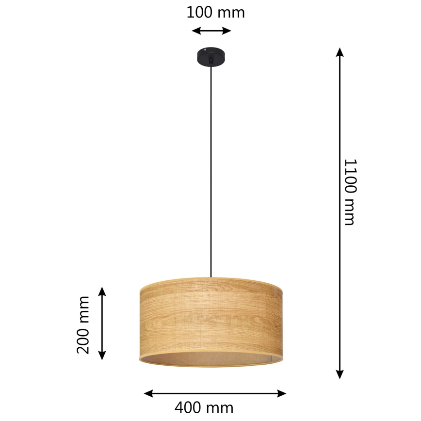 Lustr na lanku ALBA 1xE27/15W/230V pr. 40 cm hnědá/černá
