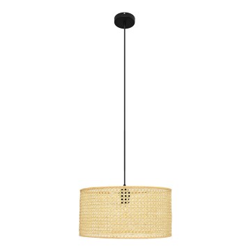 Lustr na lanku ALBA 1xE27/15W/230V pr. 40 cm ratan/černá