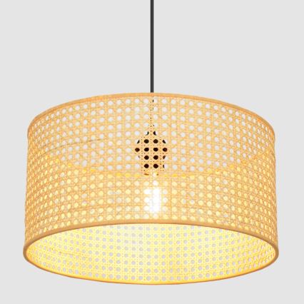 Lustr na lanku ALBA 1xE27/15W/230V pr. 40 cm ratan/černá