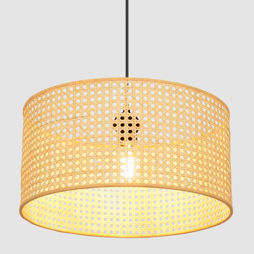 Lustr na lanku ALBA 1xE27/15W/230V pr. 40 cm ratan/černá