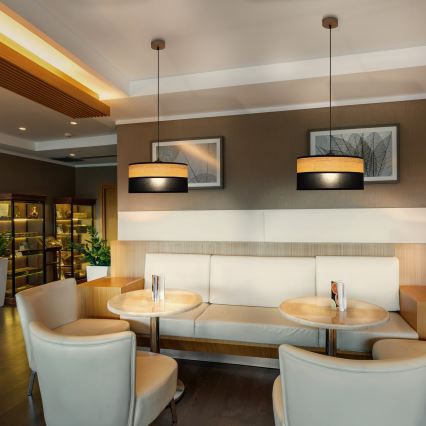 Lustr na lanku ALBA 1xE27/15W/230V pr. 45 cm černá/hnědá