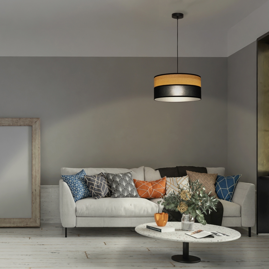 Lustr na lanku ALBA 1xE27/15W/230V pr. 45 cm černá/hnědá