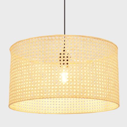Lustr na lanku ALBA 1xE27/15W/230V pr. 45 cm ratan/černá