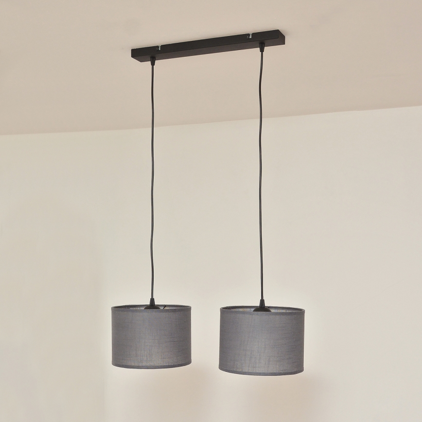 Lustr na lanku ALBA 2xE27/15W/230V šedá