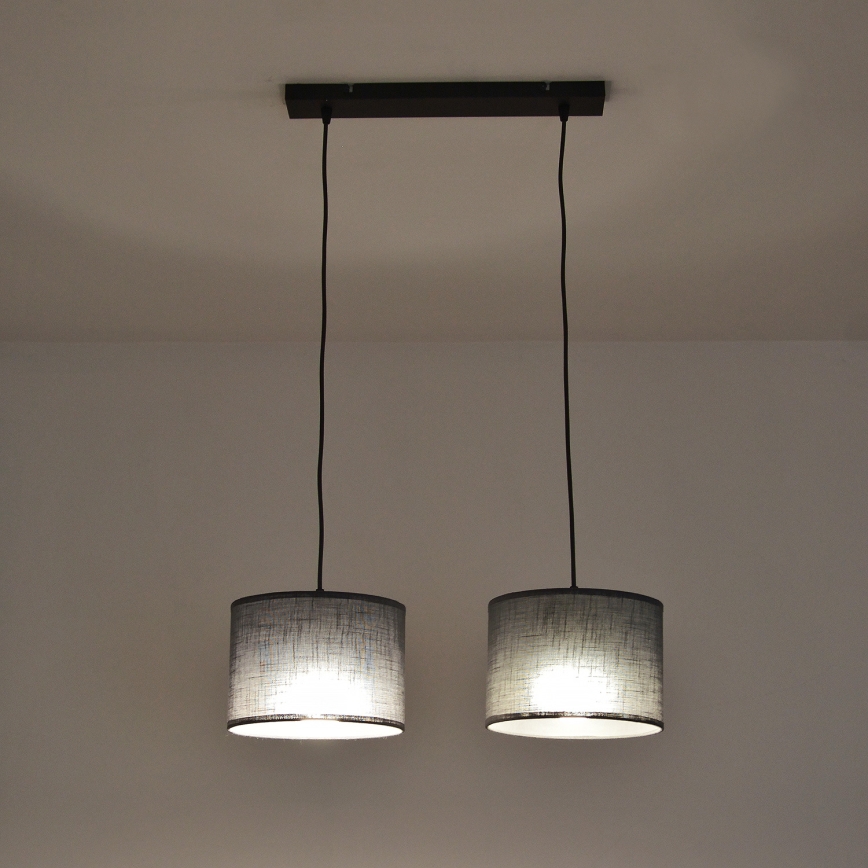 Lustr na lanku ALBA 2xE27/15W/230V šedá