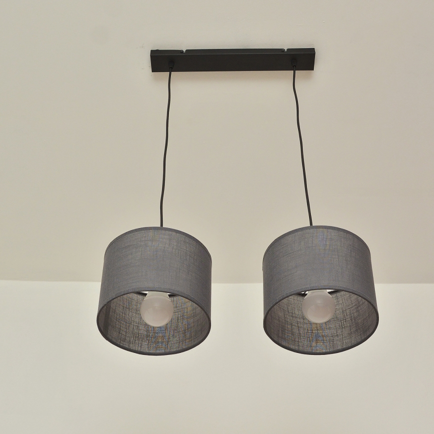 Lustr na lanku ALBA 2xE27/15W/230V šedá