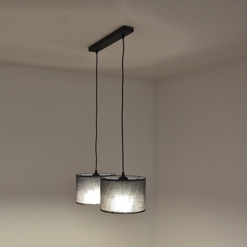 Lustr na lanku ALBA 2xE27/15W/230V šedá